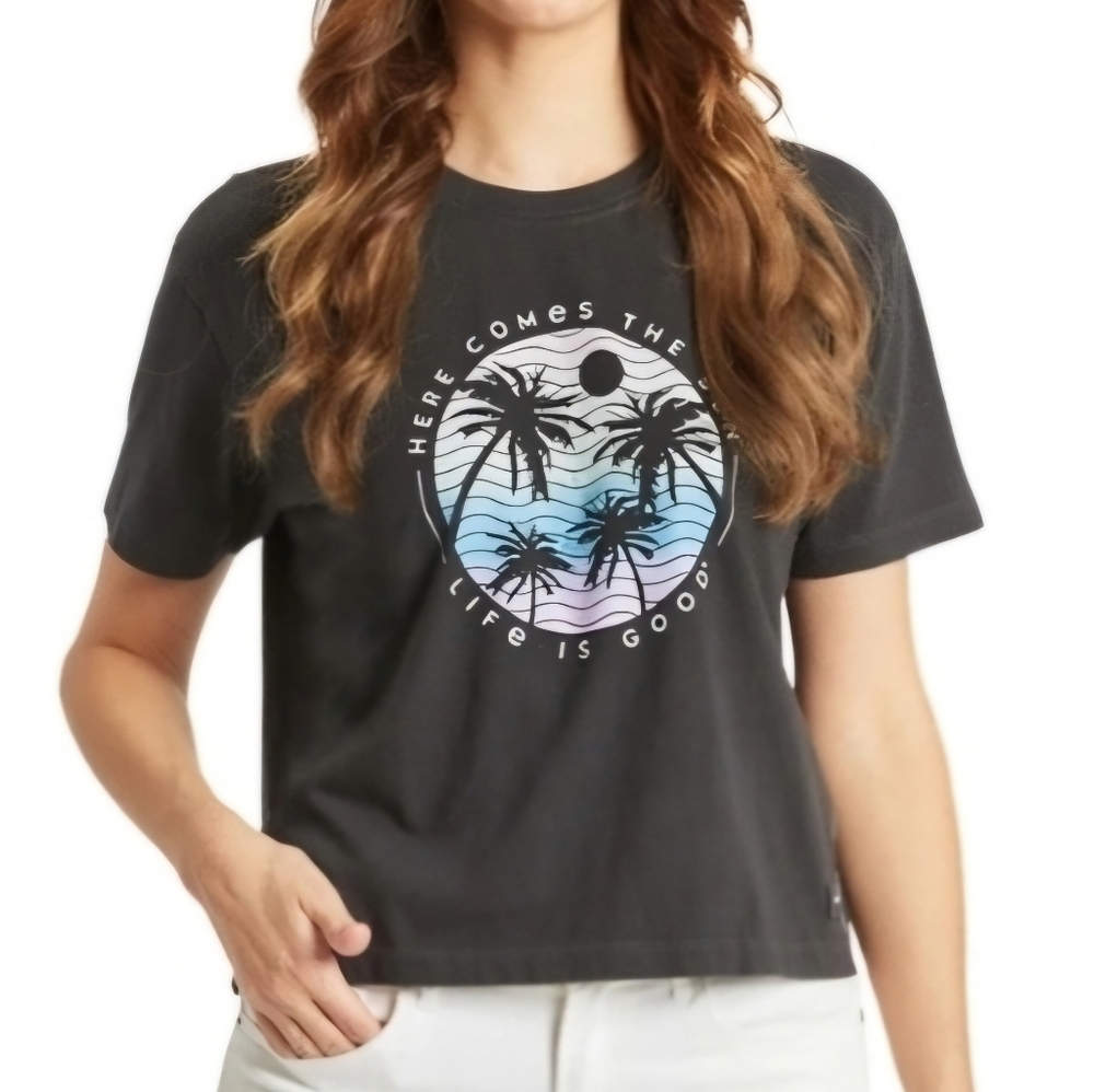 👕Life Is Good Black Tee BEACH PLEASE Large